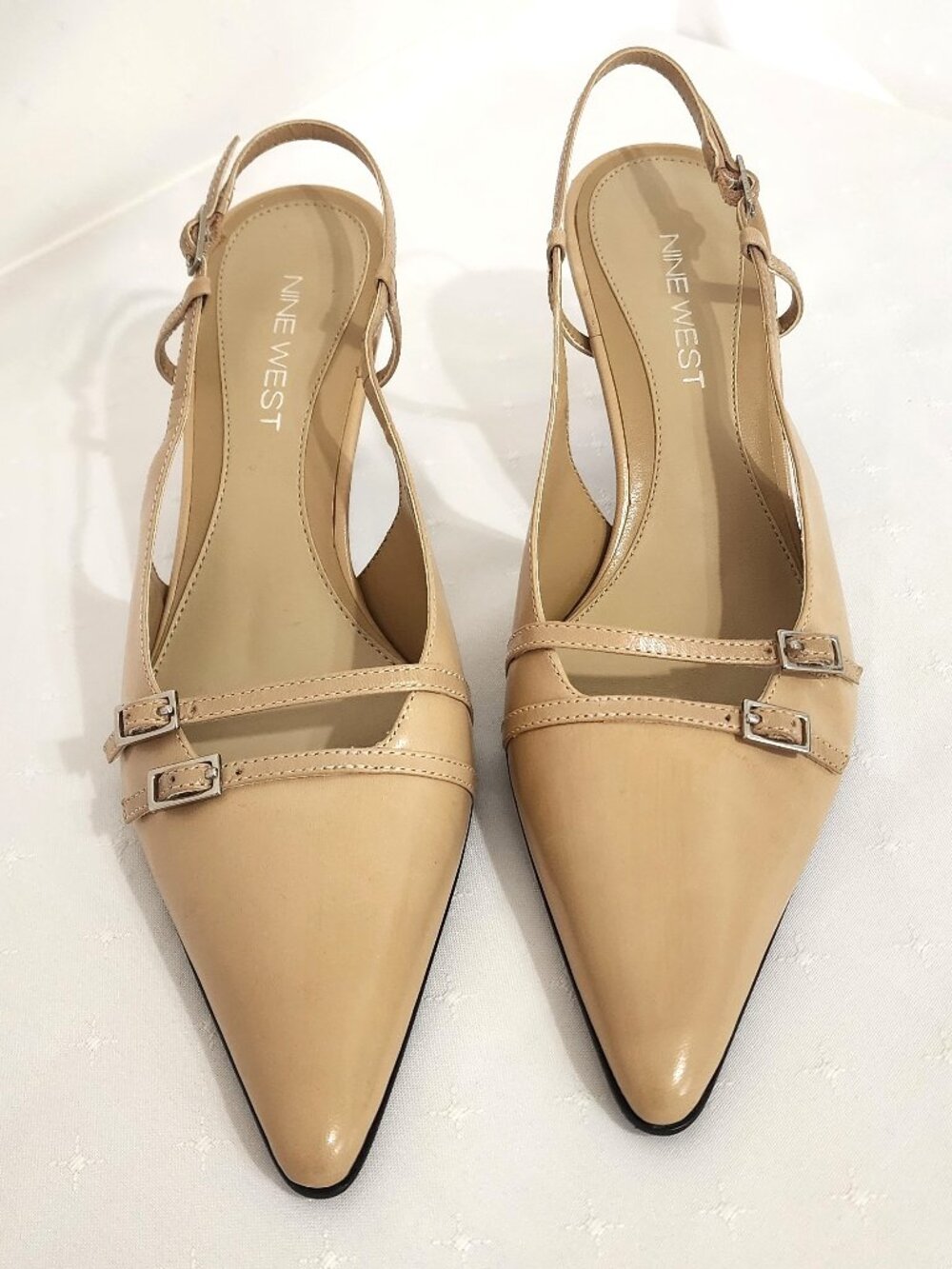 NWOT Nine West 8.5M Taupe Nude 2.5" Classic Summer Heels Pumps Slingback